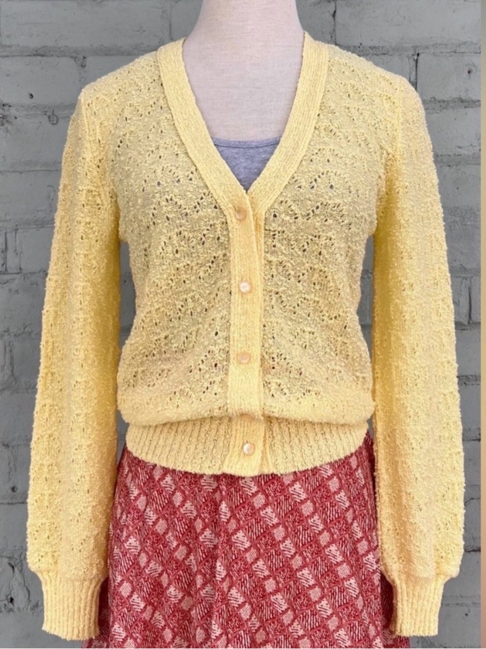 Vintage Yellow Cardigan Sweater